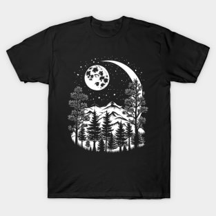 Mountain & Forest Under The Night Sky T-Shirt